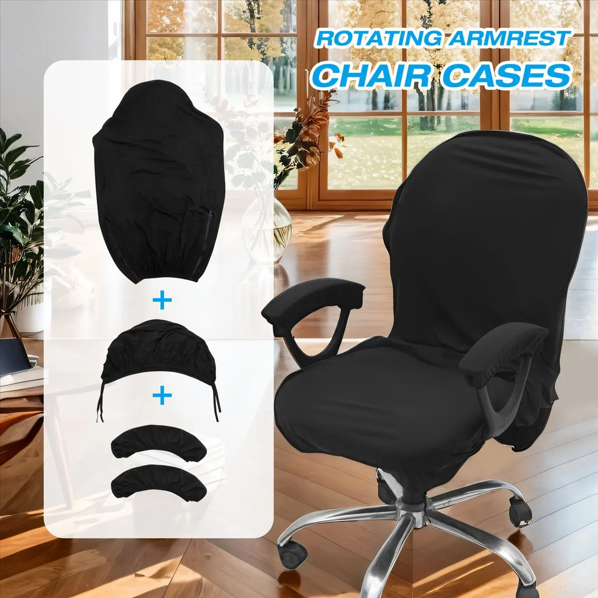 2026 Trend-Elastic Electric Gaming Chair Covers Household Internet Cafe Rotating Armrest Stretch Chair Cases(Black)