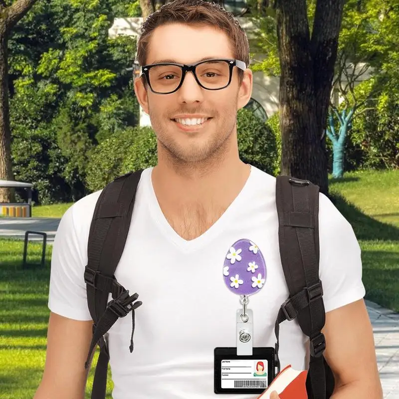 Сезонные катушки для бейджей, декоративная катушка для праздничного бейджа медсестры, держатель для пасхальной бирки, эстетичная легко вытягивающаяся пряжка, праздничные украшения для Бо