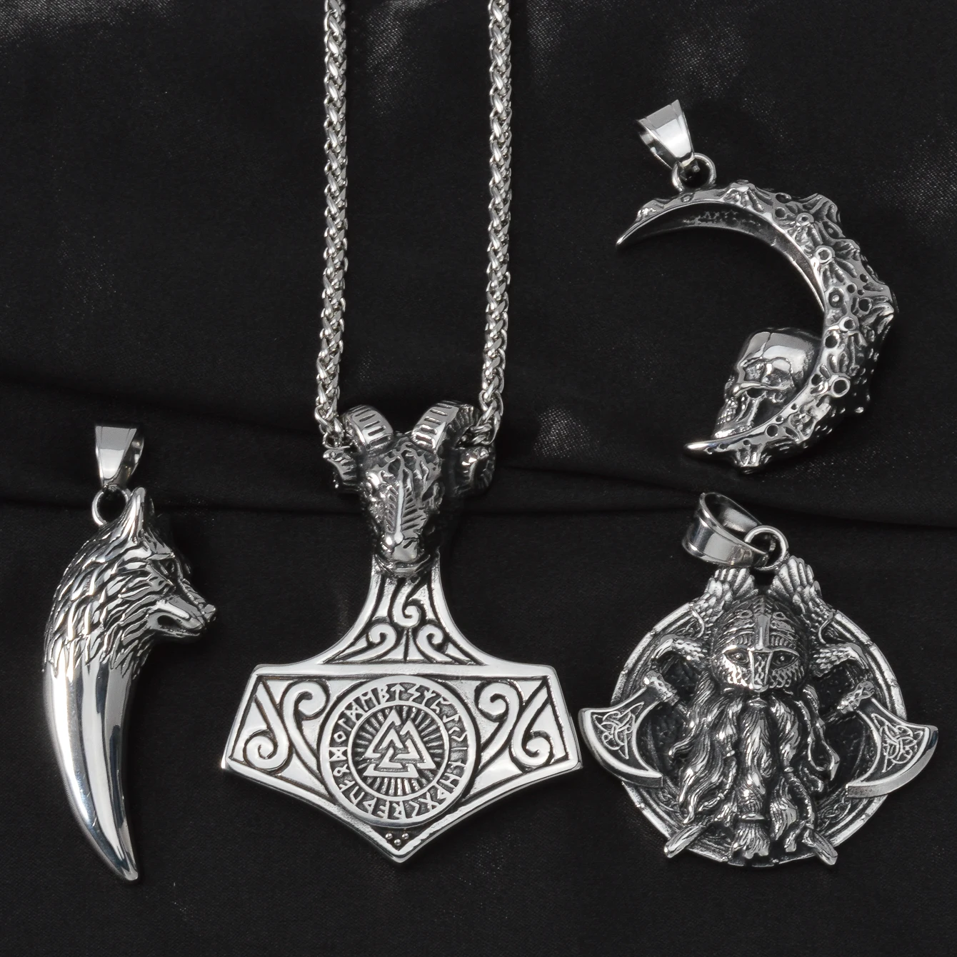 

Wolf Animal Pendant Necklace Skeleton Halloween Gift Amulet Pendant Stainless Steel Jewelry Necklace Wearing Festivals Souvenir