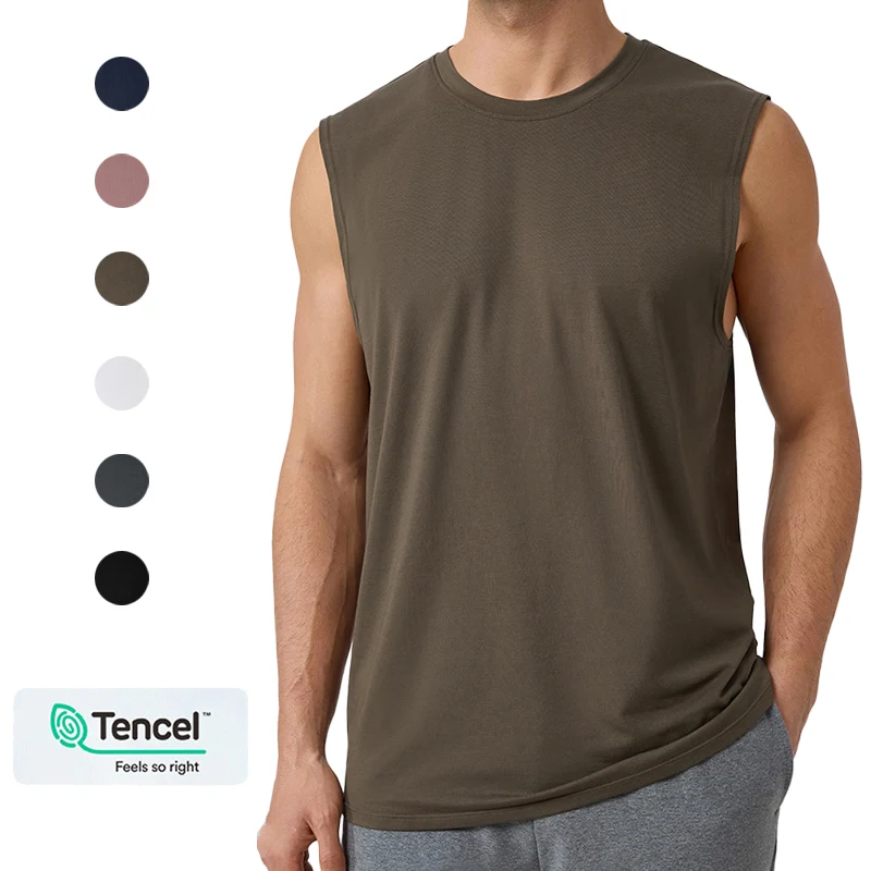 

Мужской быстросохнущий охлаждающий спортивный жилет свободного покроя, дышащие топы для спортзала без рукавов для тренировок на открытом воздухе, майка с широкими мышцами плеч