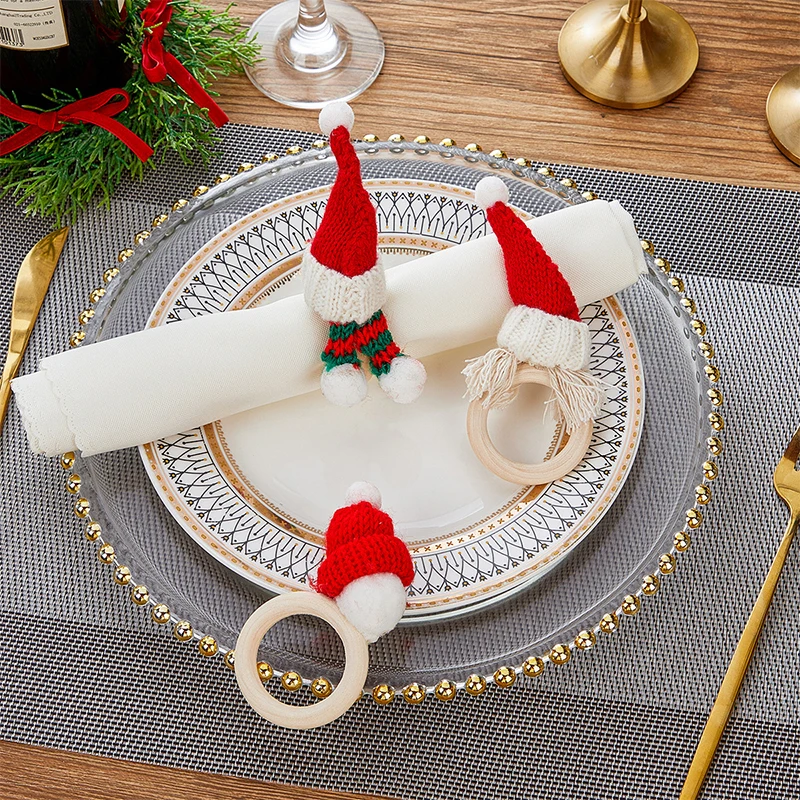 Christmas Napkin Ring Mini Santa Hat Scarf Napkin Holder Rings Christmas Decoration Xmas Party Banquet Hotel Table Dinner Decor