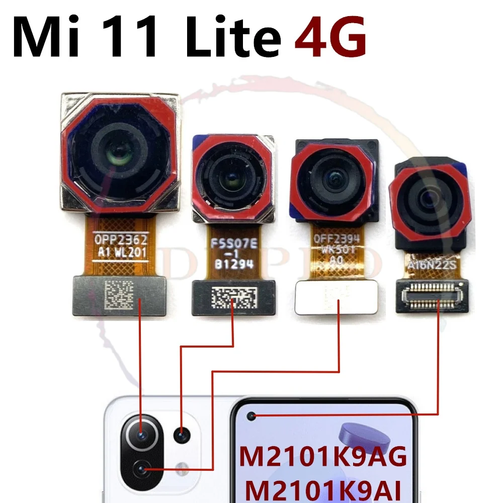 Front Back Facing Main Camera For Xiaomi Mi11 Mi 11 Lite 11Lite 4G 5G Frontal Selfie Rear Camera Flex Cable Replacement Parts