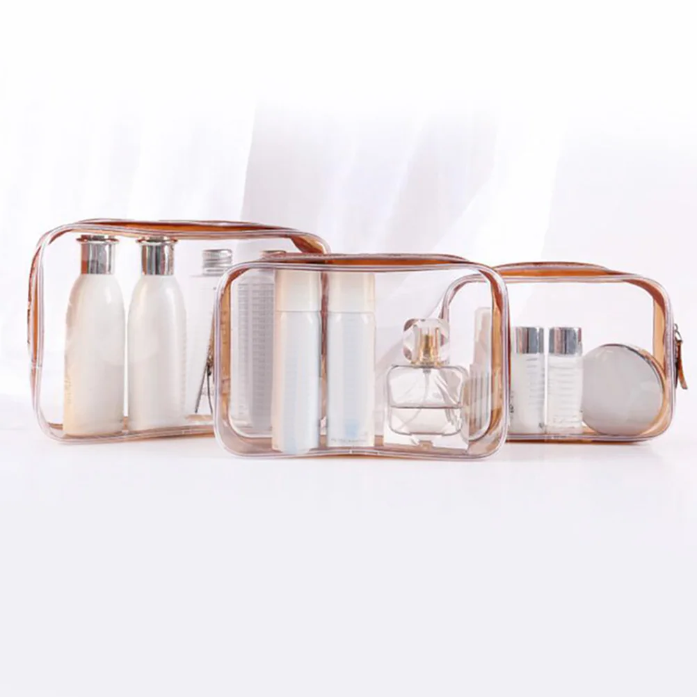 

2Pcs PVC Bag Large Capacity Waterproof Coffee Small 17x6x12.5 ganizer Travel Toiletry Storage