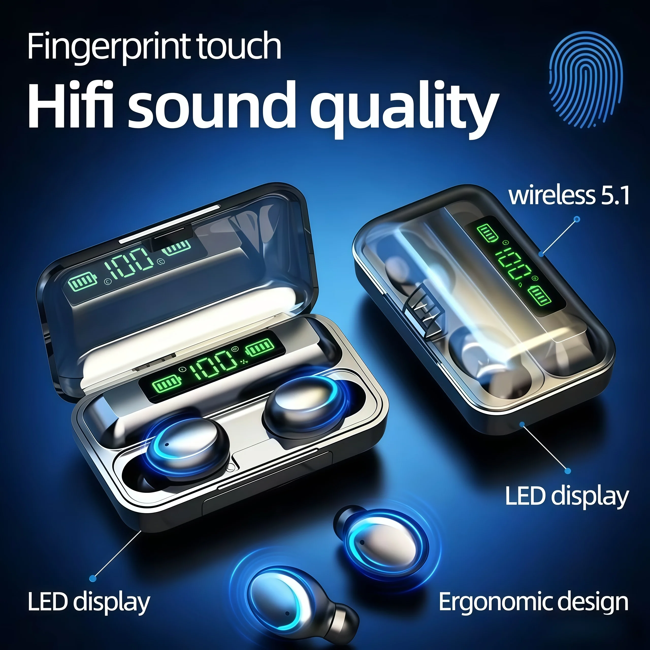 Auriculares Bluetooth F9-Nightlight Sand de gran venta: auriculares inalámbricos sobre la oreja con batería de larga duración, adecuados para hacer ejercicio