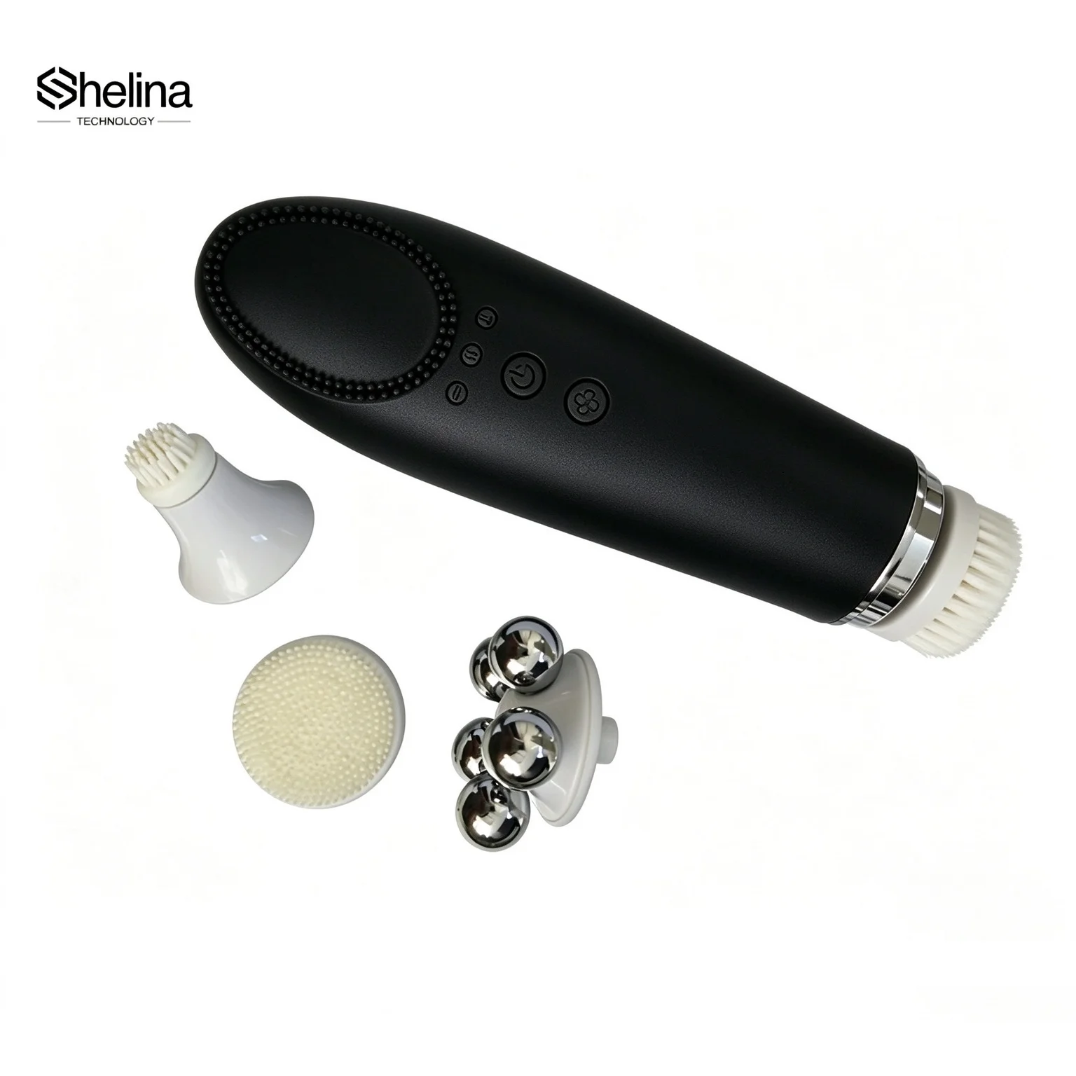 Facial Warm Vibration Cleaning Brush Electric Face And Eye Hot Compress Roller Massager Beauty Machine