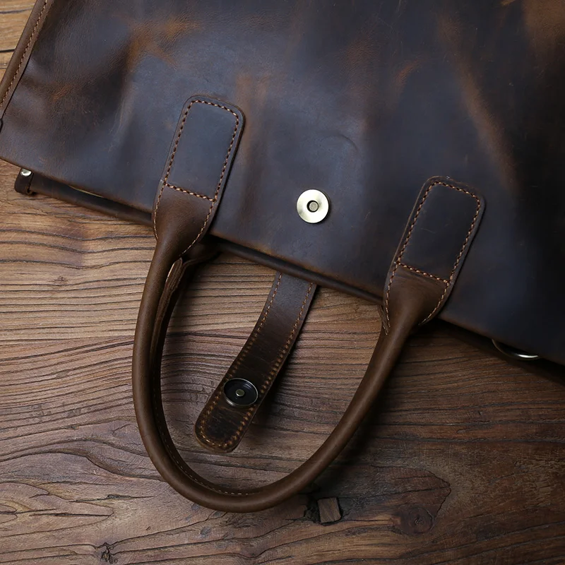 Nzpj Vintage Echt leder Herren Aktentasche natürliche Rindsleder Handtasche verrückte Pferd Leder Computer tasche lässige Umhängetasche – Detail 11