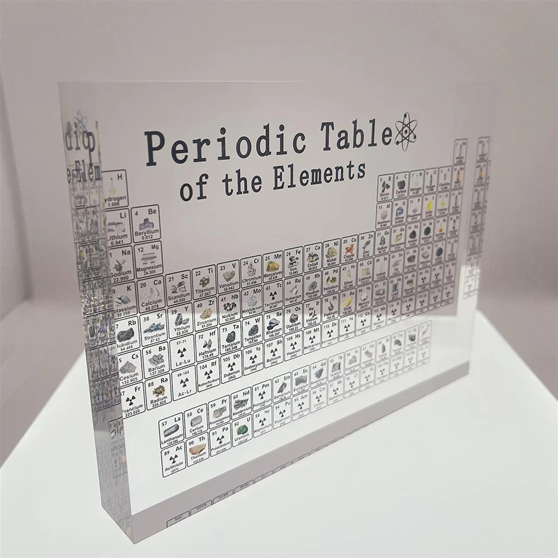 Home Decor Vintage Decoration Accessories Acrylic Periodic Table Display with Printed Elements Teaching School Chemical Display