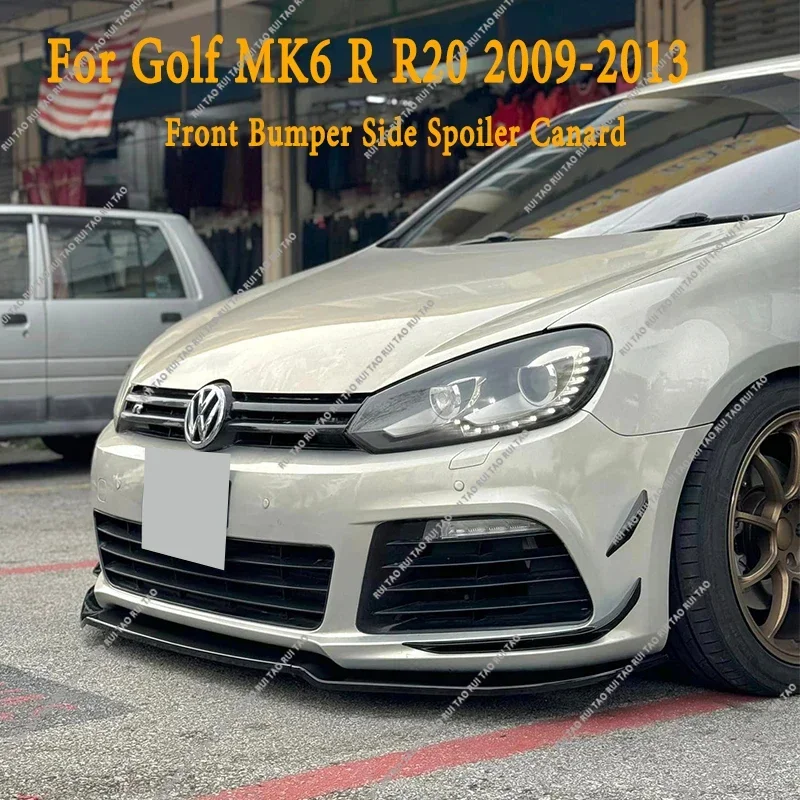 

For Volkswagen Golf Mk6 R R20 2009-2013 RevoZport Style Car Front Bumper Side Canard Fins Flare Mods Spoiler Bodykit Tuing