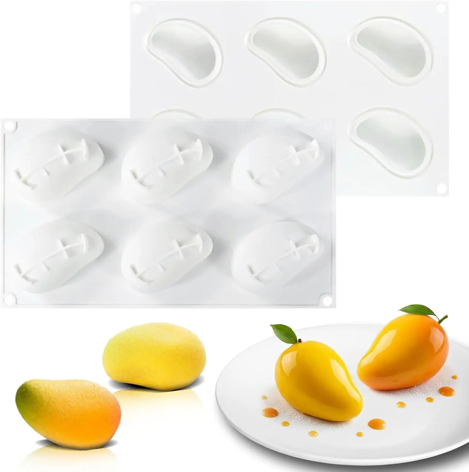 3D Fruit Shape Mango Lemon Silicone Mold for Baking Pastry Chocolate Candy Pudding Ice Cream Dessert Jelly Candle Soap Cake Tool - view 2