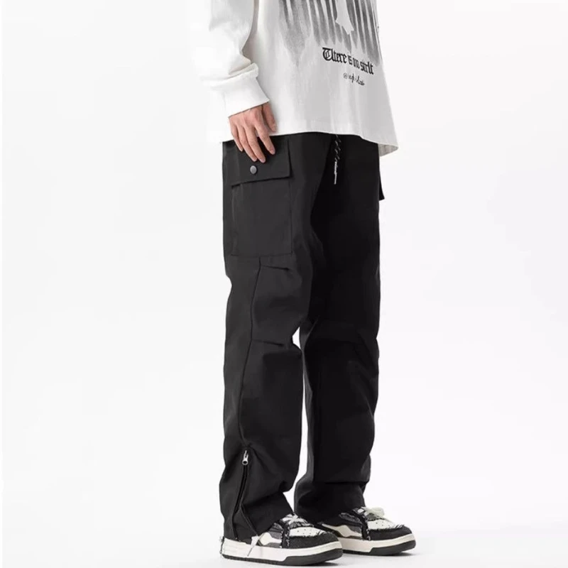 

Low Price Hiking Minimalist Men's Cargo Pants Biker Harajuku Nylon Fashion Loose Korean Style Regular Fit Baggy Male Trousers
