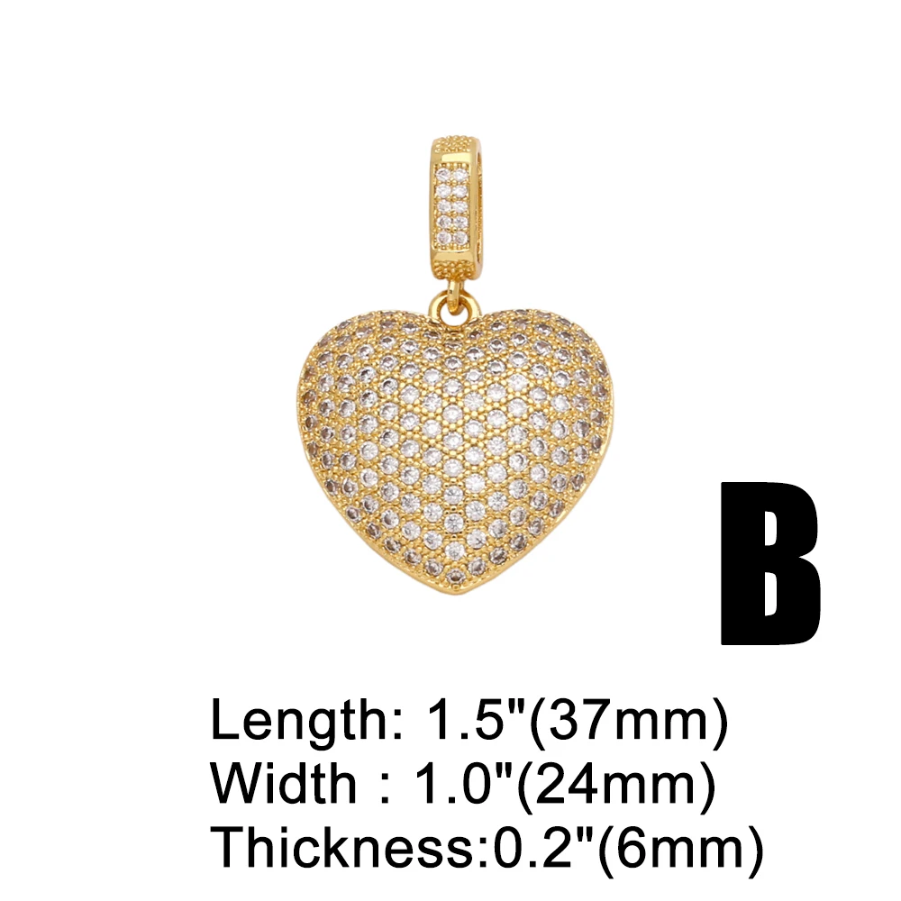 OCESRIO White Crystal Big Heart Pendant for Necklaces Copper Gold Plated Big Star Jewelry Making Supplies Wholesale pdtb604