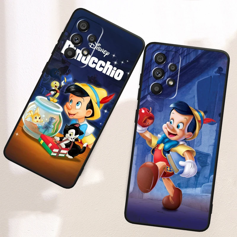 Disney Pinocchio Cute For Samsung A53 A52 A33 A32 A51 A71 A21S A13 A73 A55 A22 A23 A35 A72 A54 A12 5G Black TPU Phone Case