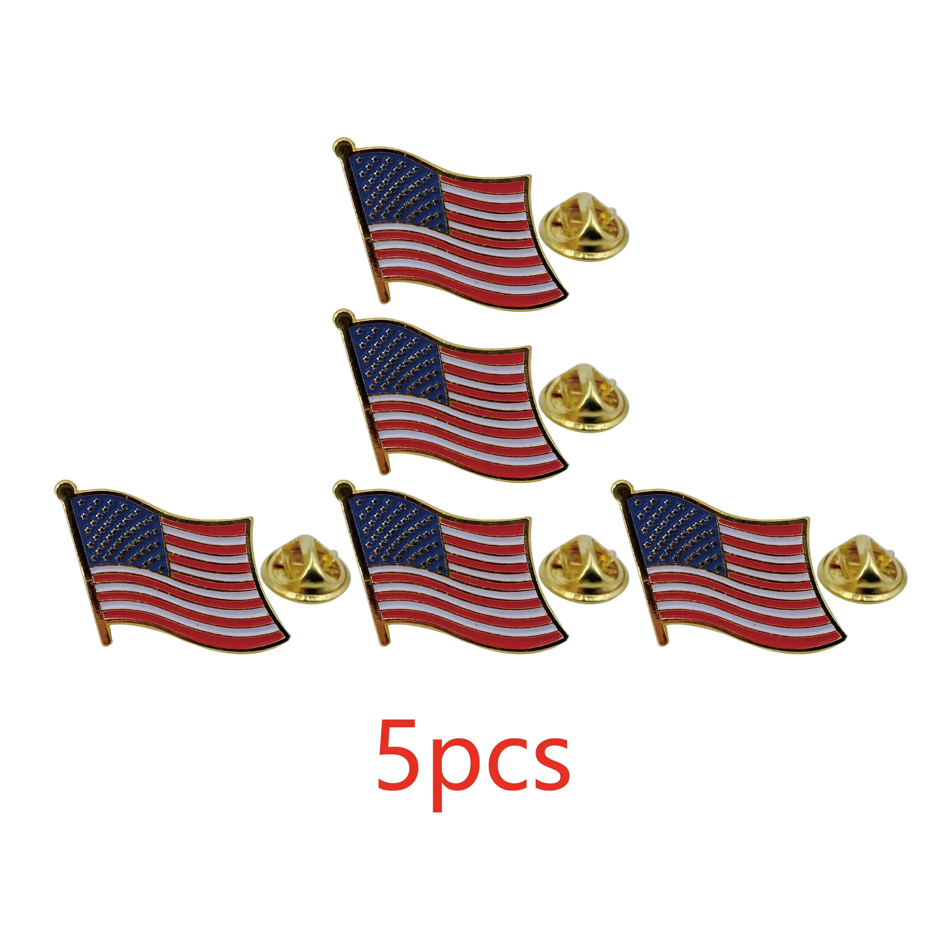 American Flag Lapel Pin Gold  Plated Enamel Pin Waving United States Country for Coats, Suit Jackets and Lanyards