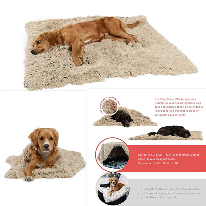 Plush pet cushion double pet blanket golden retriever dog cushion cat blanket warm and comfortable