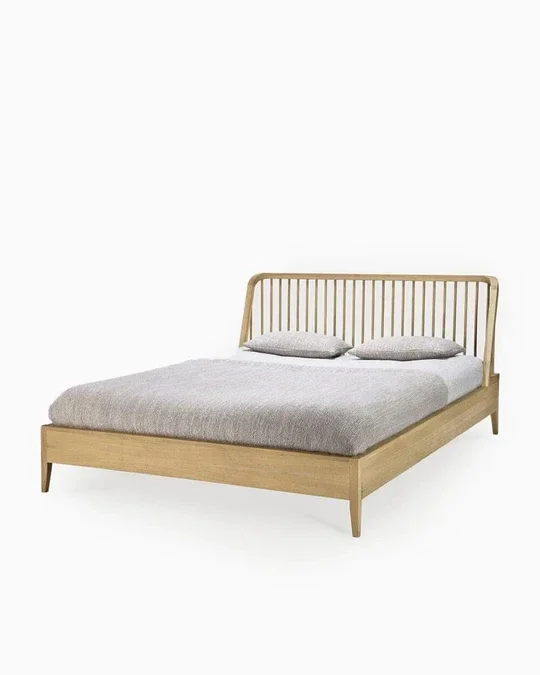 Modern American Style Bedroom Furniture Wooden Solid Wood Bed Natural Oak Wooden Beds