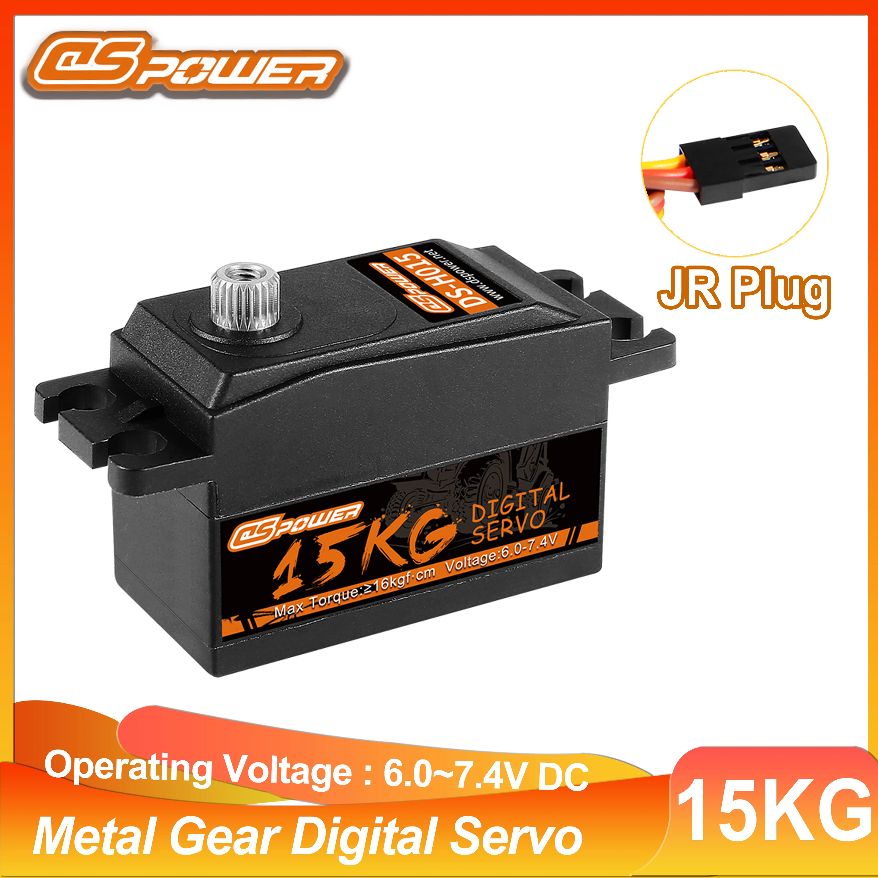 DSPOWER 15KG 防水メタルギア高トルクデジタルサーボ JRプラグ 1/8 1/10 RCカー ヘリコプター 飛行機 ボート おもちゃ ロボット用