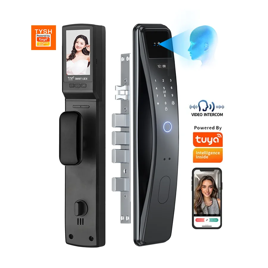 

July008 TYSH Ai Smart Door Lock Tuya 3d Face Recognition Automatic Smart Locks With Camera Smart Biometric Security Door Lock