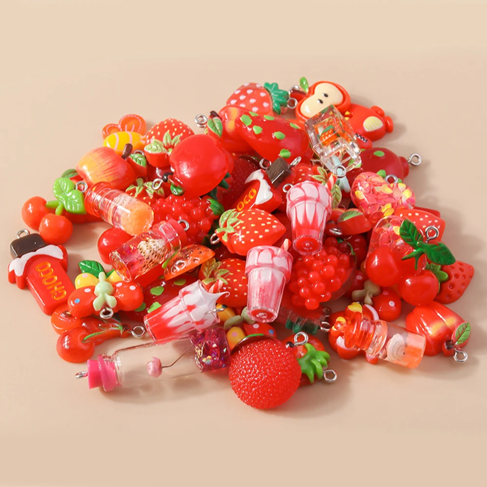 Leslie Gemischte 20-teilige Harz-Anhänger in Pink, Rot und Blau für Ohrringe, Halsketten, Blumen- und Herzanhänger, DIY-Schmuckzubehör im Großhandel – Detail 4