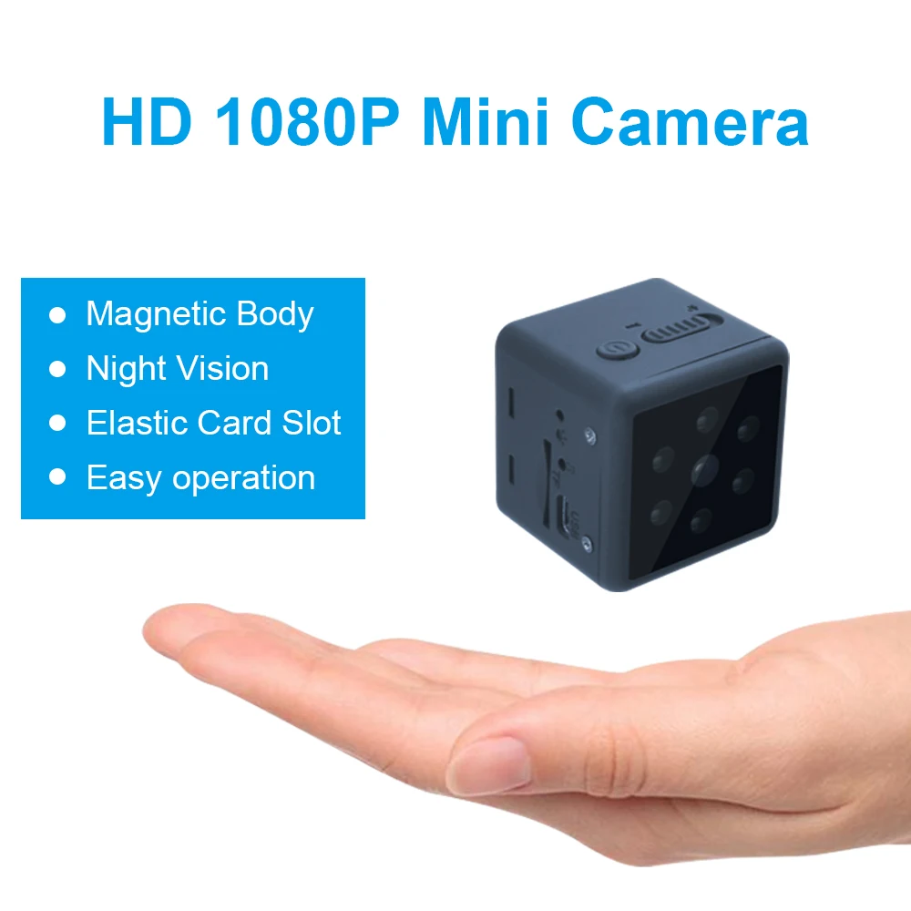 MD25Smart Home Mini Camera Design del corpo magnetico per un posizionamento semplice supporta la visione notturna a infrarossi and180 ° 1080P HD grandangolare