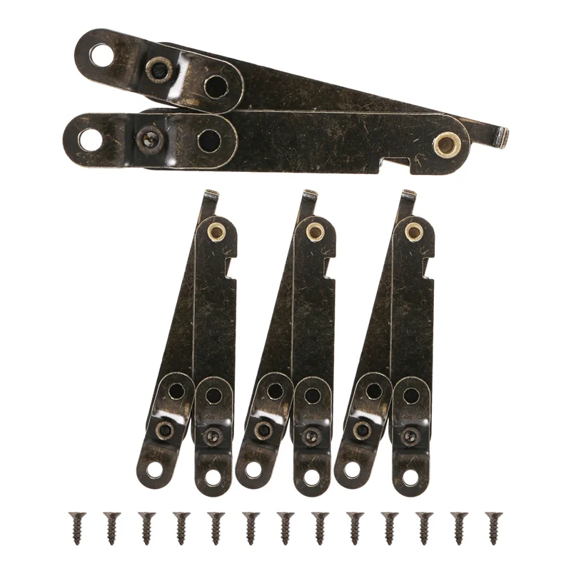 ABZS Scatola per mobili Coperchio pieghevole girevole Cerniera di supporto Tono bronzo 4 pezzi