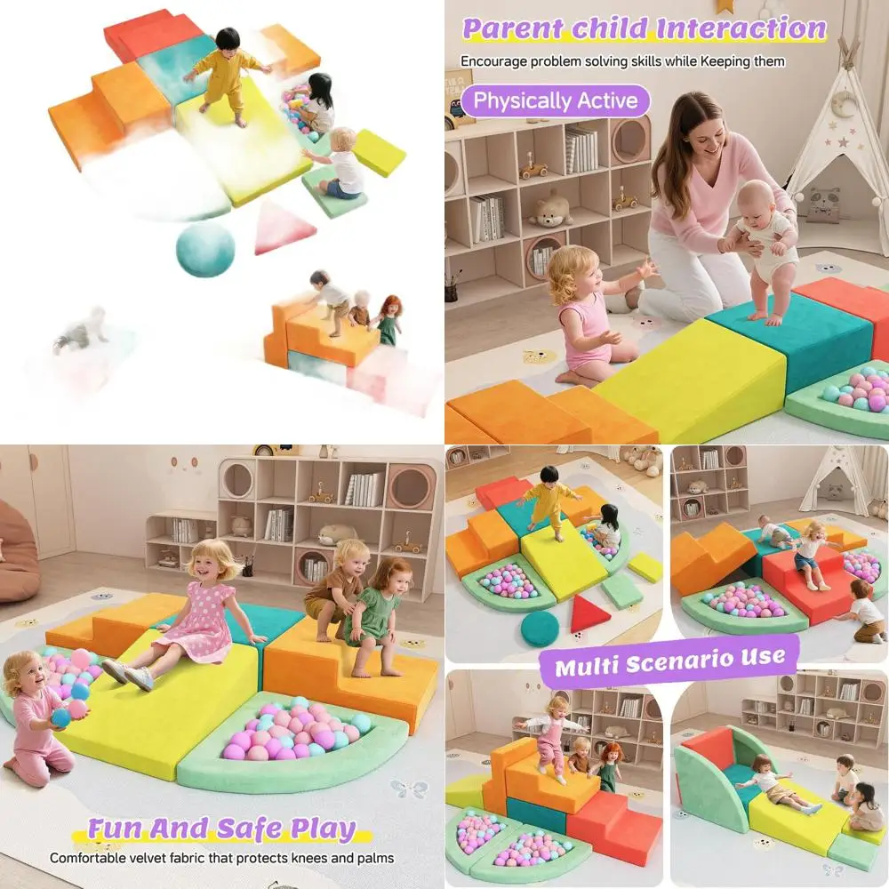 Zestaw piankowych klocków do wspinaczki dla maluchów, 11-elementowa miękka placówka zabaw do użytku w pomieszczeniach, zabawki do raczkowania i wspinaczki w stylu Montessori w kolorach makaroników.