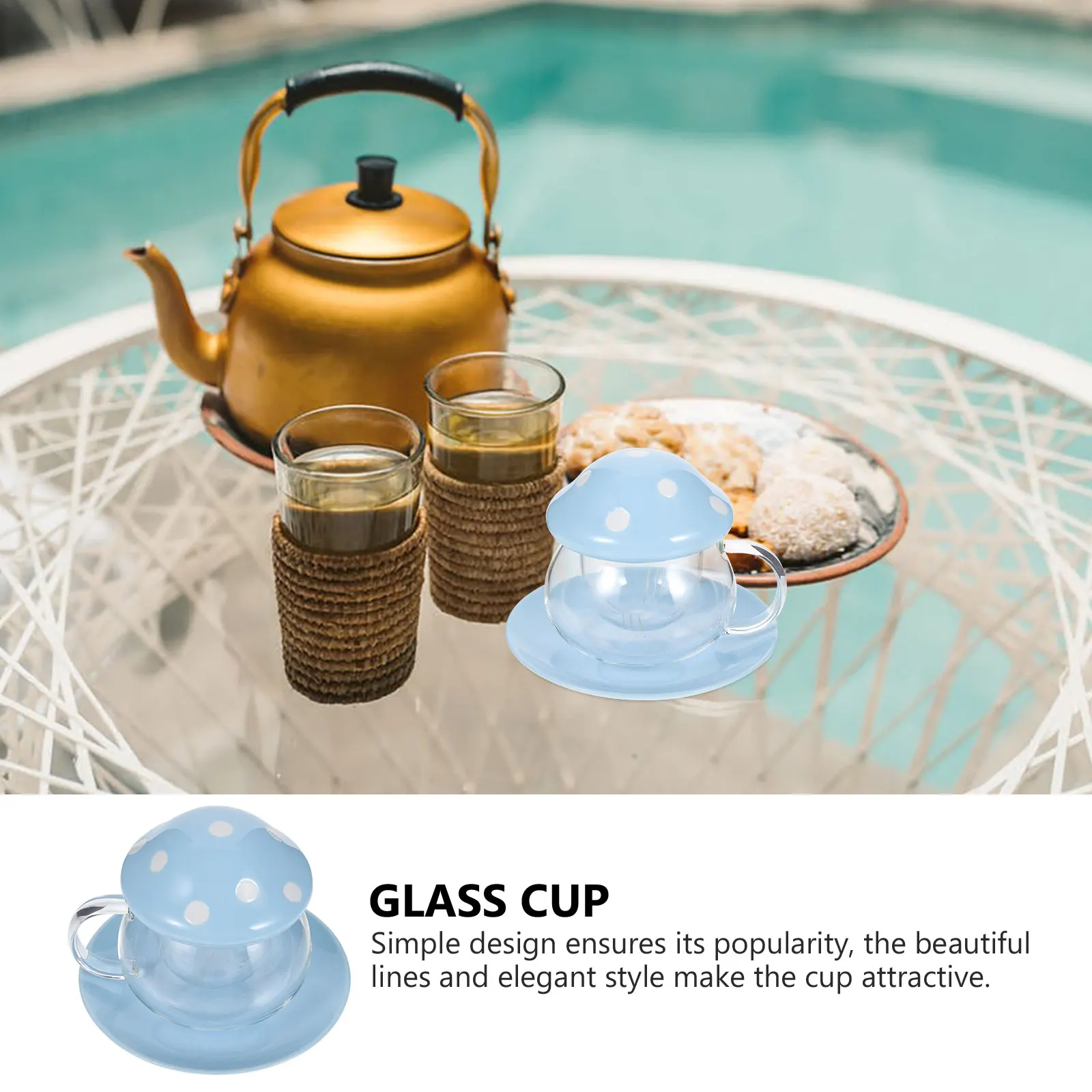 

Glass Tea Cup Mushroom Flower Design Tea Infuser Mug with Lid Filter Clear Small Teacup for Office Home Teacup