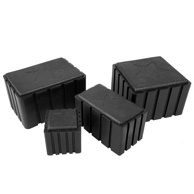 Black Square PVC Rubber Chair Leg Cap Chair Table Leg Furniture Pipe End Cap Table Leg Cap Anti-slip Floor Protection Pipe Plug