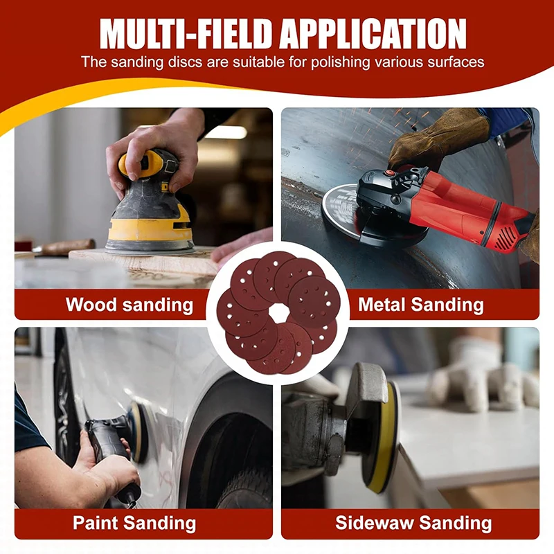 20 Stück 5 Zoll 8-Loch-Scheibenschleifer 125 mm Schleifpapier Holzbearbeitung Metall Schleifpolierwerkzeug Dremel Zubehör Schleifscheiben – Detail 8