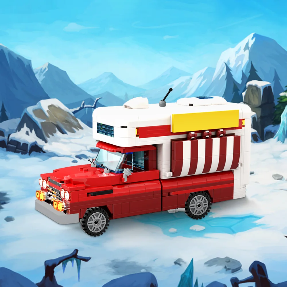 MOC Chevrolet Apache Food Truck Bricks Model Classic Retro Cars Chevrolet Food Truck Building Blocks Assembly Toys Kids Gifts