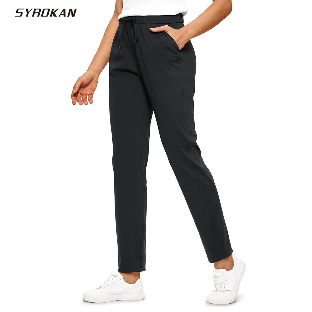 SYROKAN Women\'s Stretch Lounge Sweatpants Drawstring Travel Athletic Training Track Pants 31 inches