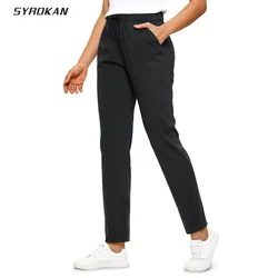 SYROKAN Women's Stretch Lounge Sweatpants Drawstring Travel Athletic Training Track Pants 31 inches