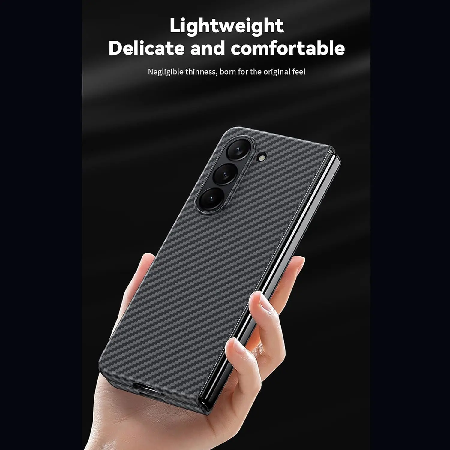 Case for Samsung Galaxy Z Fold 5, Aramid Fiber Back Cover Super Light and Thin Case Strong Impact Resistance Minimalist Design