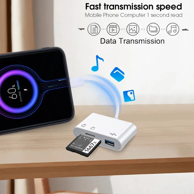 Pembaca Multifungsi 3 In 1 TF CF Kartu Memori SD Adaptor Kartu Sim USB C TypeC Konverter OTG untuk MacBook Laptop Samsung Xiaomi