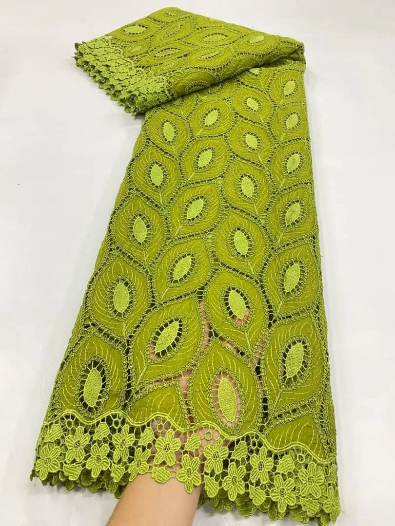 

2025 High Quality African Lace Fabric cotton Swiss Voile Lace Fabric Nigerian Laser embroidery Sequined Popular Dubai Style