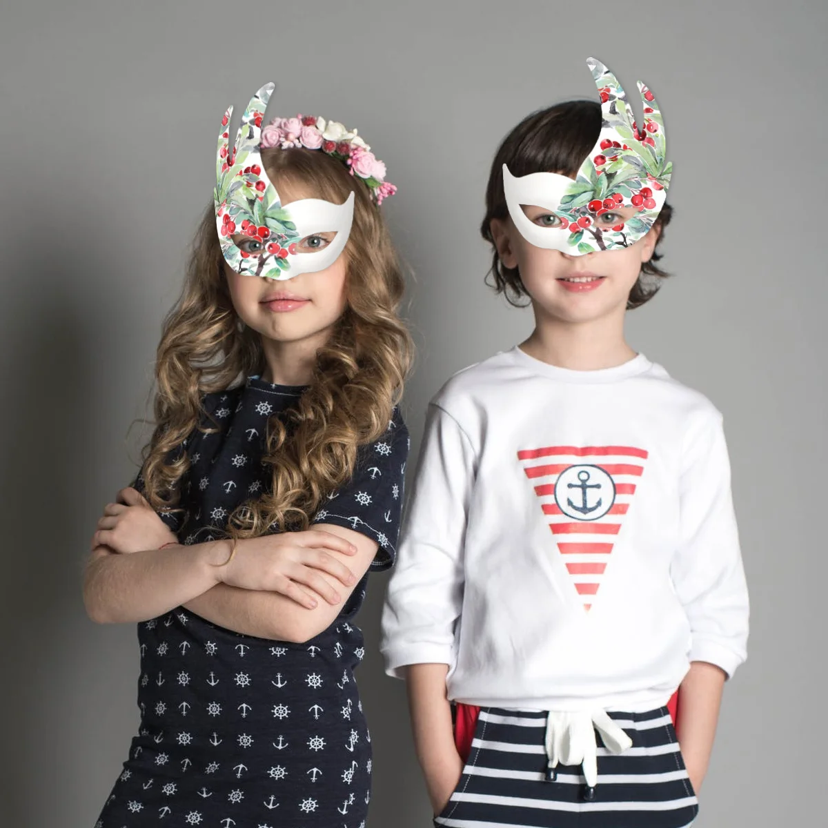 

7Pcs Children DIY Blank Paper Masks White Painting Masks for Party Festival Performance Hand-Painted Face Cover
