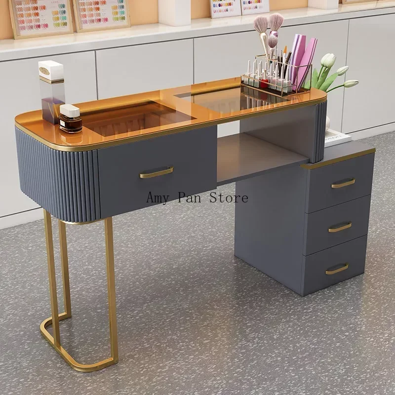 Exquisite Manicure Table Powder Cabinet Designer Modern Nail Table Commercial Mesa Pra Manicure Nail Bar Furniture MQ50NT