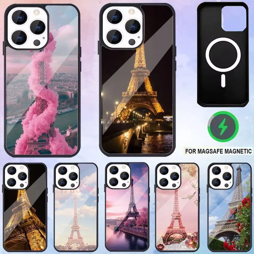 

The Romantic Eiffel Tower Phone Case For iPhone17,16,15,14,13,12,11 Plus,Pro Max Magnetic For Magsafe Wireless Charging