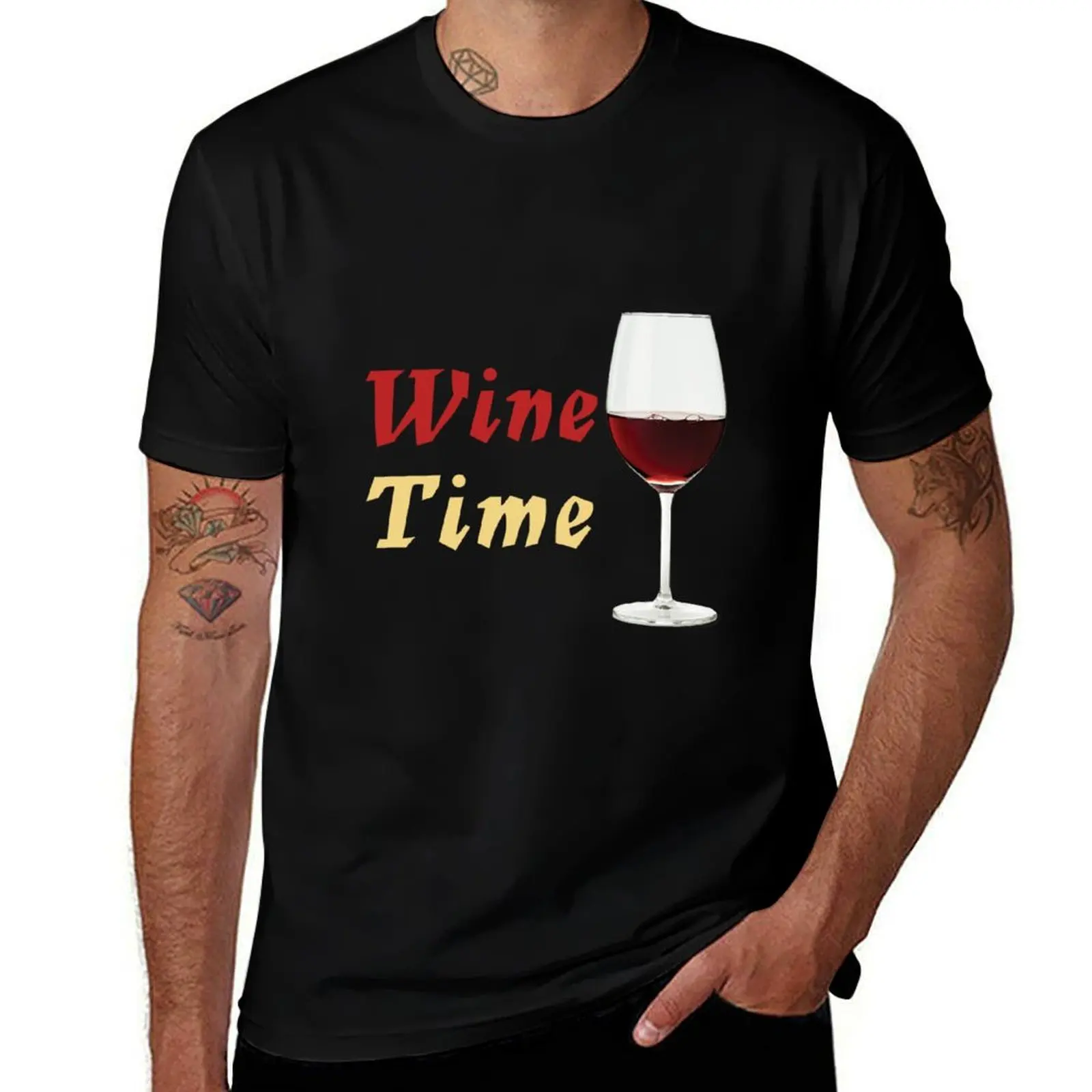 Время вина # Футболка 1, летние топы, забавные футболки, новые подарки и футболки, мужские большие и высокие футболки