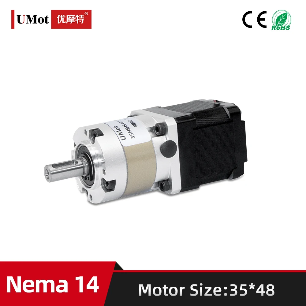 

Hybrid High Precision Micro Nema 14 Planetary Geared Stepper Motor With Gearbox Reducer Ratio 15/20/25 2.77V 1.68A Length 48mm