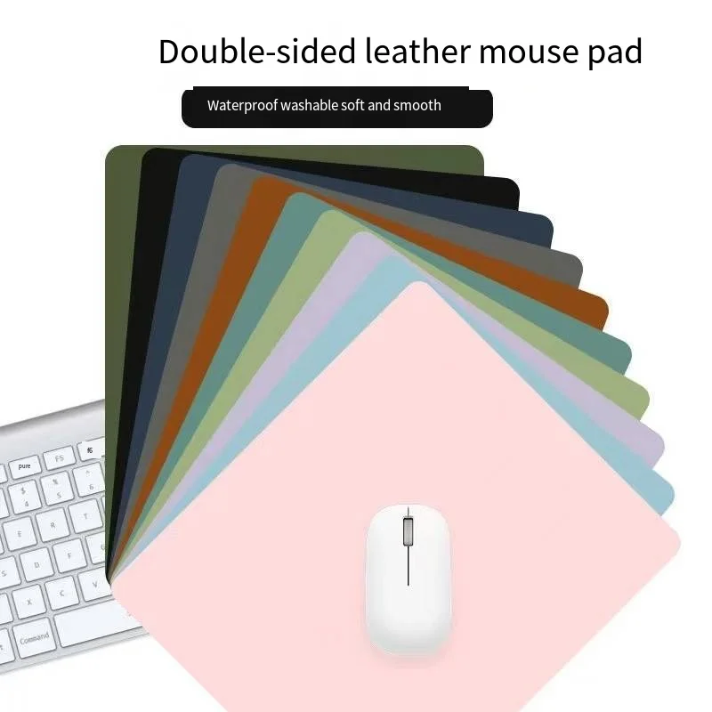 Leather Mouse Pad Solid Colors Simple Double Sided Small Mouse Pad Flat Table Mat Waterproof Antifouling Dustproof Scald Proof