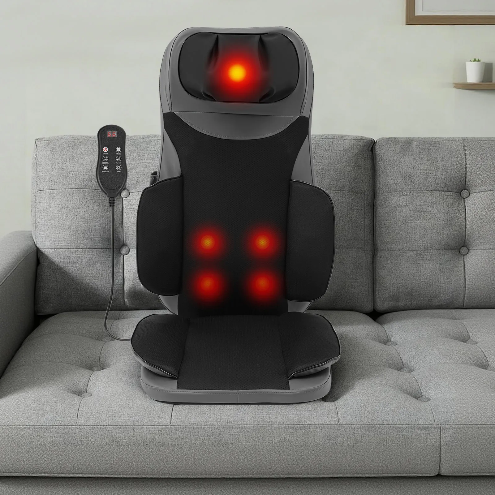 

4-in-1 / 5-in-1 Heated Back Massager Seat Cushion with Full Back&Neck Massage, 3 Intensity Levels Multiple Modes for Home Office