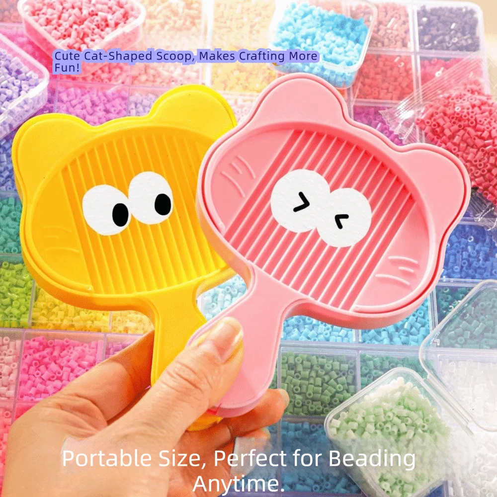 DIY Handmade Bean Shovel Plate Mini Plastic Beads Fuse Beads Picking Tray Cat Shape Handheld Perler Bead Tool Beading Tool