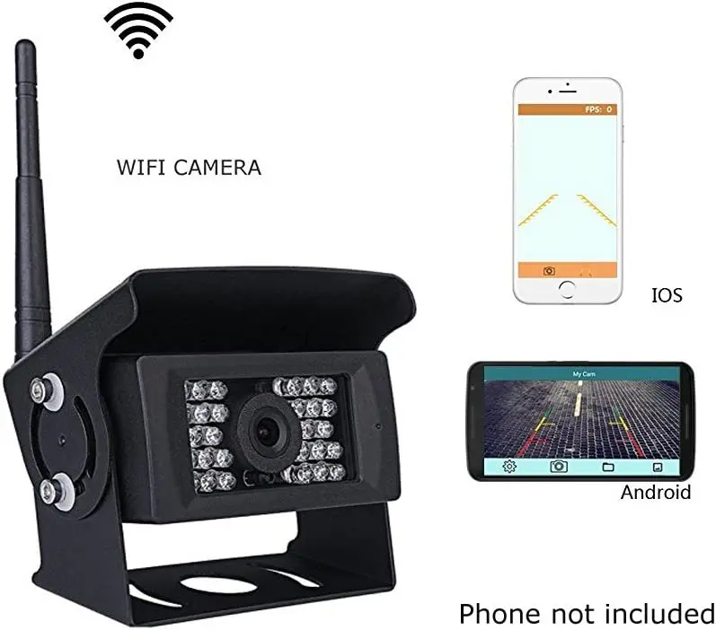 WiFi Truck Rear View Camera 28 IRs Night Vision Wide Viewing Digital Wireless Backup Camera IP Monitor for Android/iOS Device