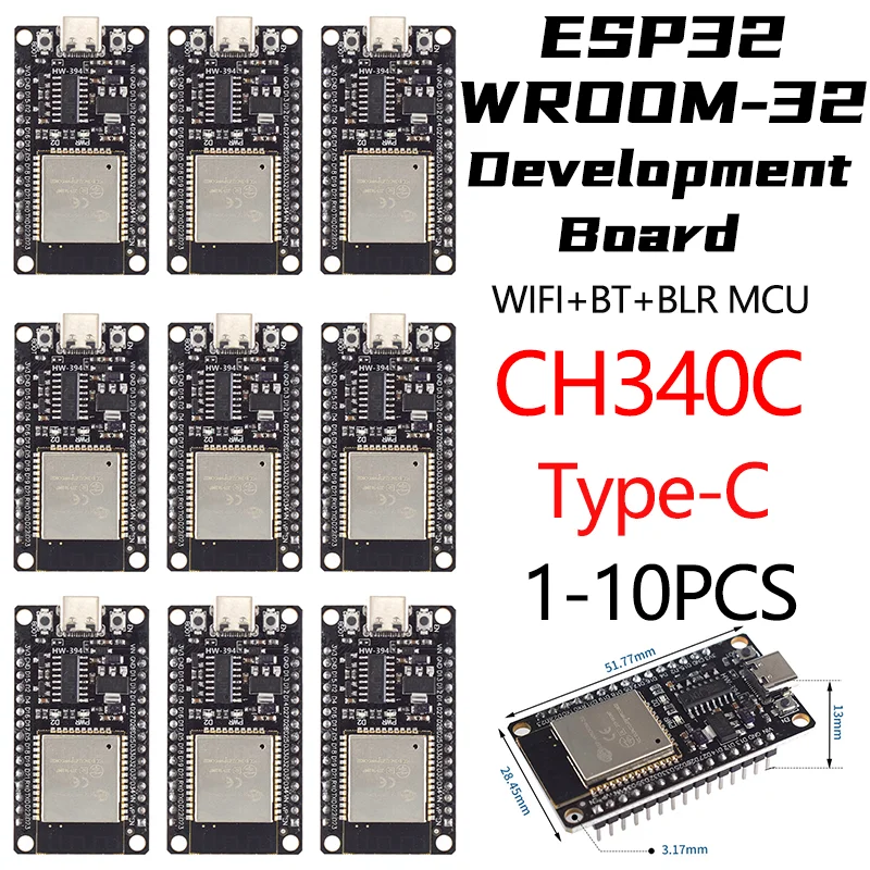 Scheda di sviluppo ESP32 WROOM-32 5V TYPE-C CH340C WiFi + Bluetooth Ultra-basso consumo energetico SPI Flash modulo Wireless da 32mbit