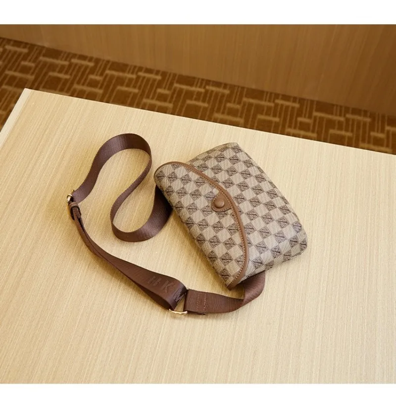 Vintage Print Checkerboard Chest Bag for Women, Small Square Bag, Diagonal Small Waist Pack, Explosive Brand, New Fashion,