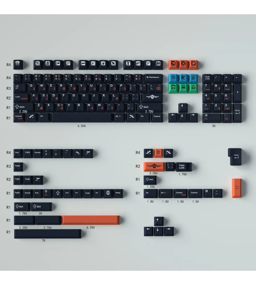 Full set of PBT sublimation custom cherry original high mint flight mechanical keyboard keycap 152 keys