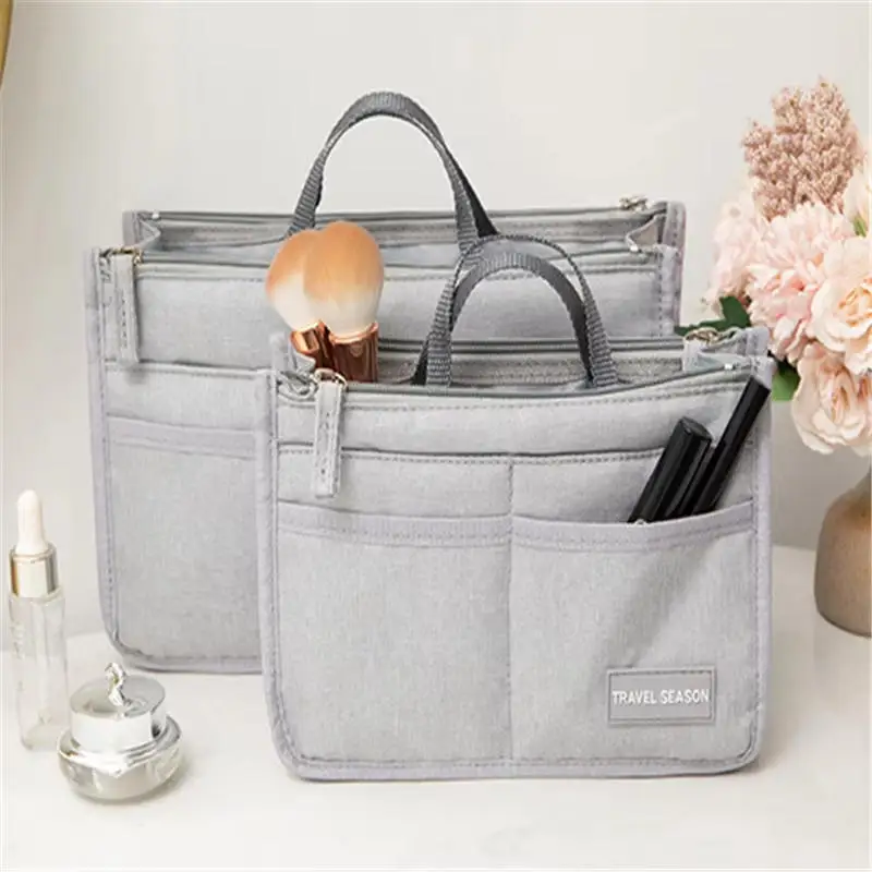 Multifunctional Travel Toiletry Bag In Bags For Handbag Purse Double Zipper Insert Bag Large Capacity Cosmetic Pouch Bags-1/2Pcs