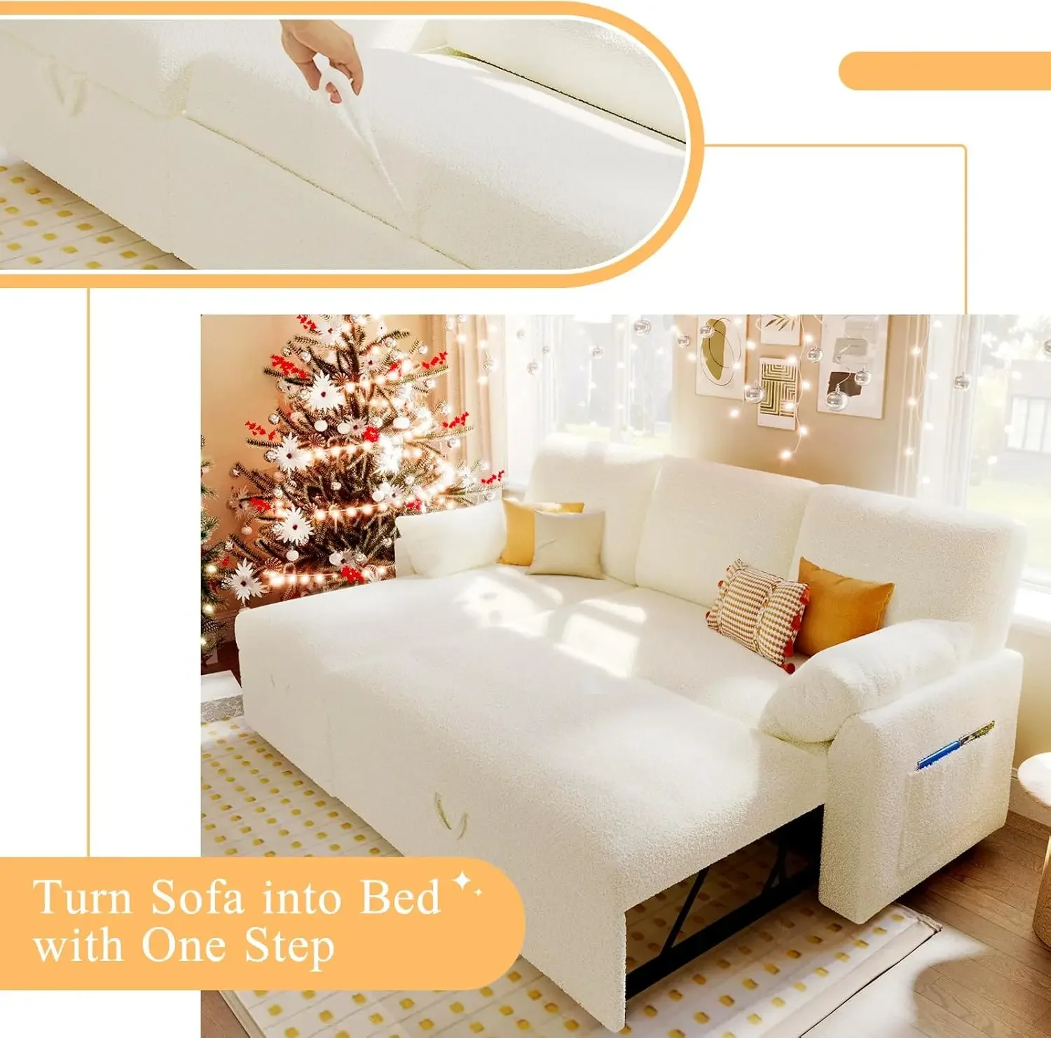 Sleeper Sofa, Sofa Bed- 2 in 1 Pull Out Couch Bed with Storage Chaise for Living Room, Sofa Sleeper with Pull Out Bed,