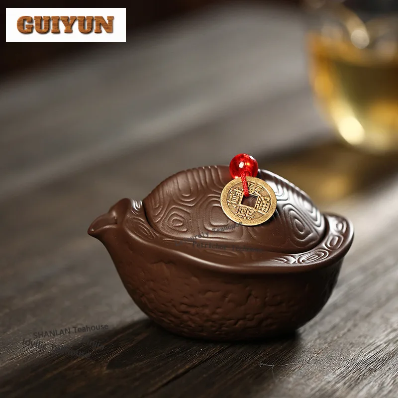 

100ml Luxury Yixing Purple Clay Teapots Handmade Hand Grab Pot Raw Ore Purple Mud Kettle With Filter Zisha Tea Set Ornaments