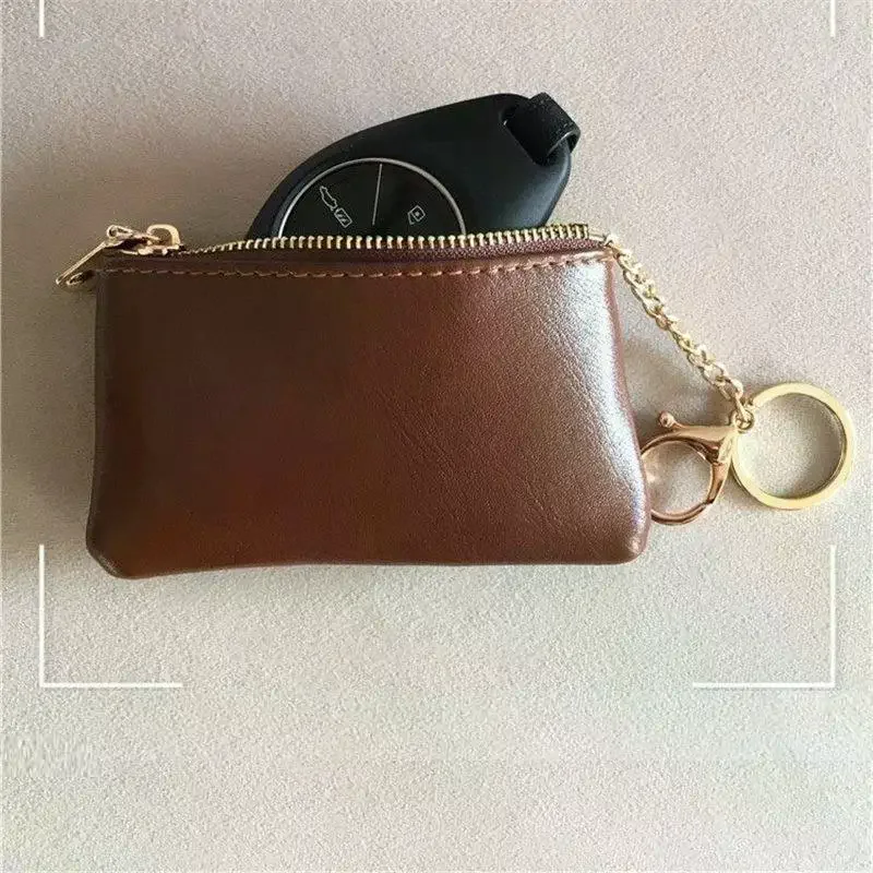 PU Leather Mini Coin Purse Gold Keychain Smooth Zipper Exquisite Design Ideal Gift for Bestie Christmas Holiday